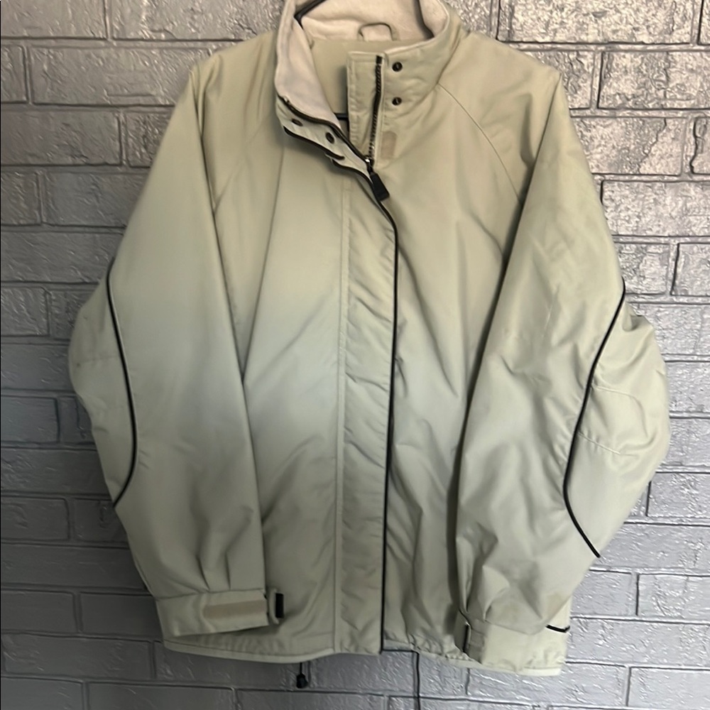 Cream waterproof Jacket with High Collar